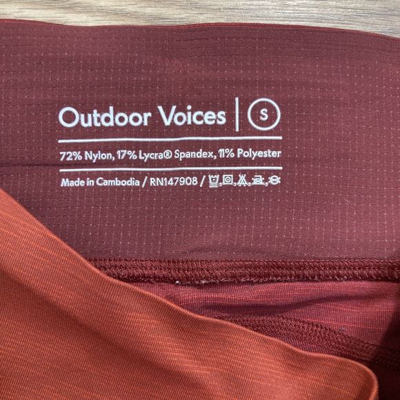 Outdoor Voices Sz Small Orange Cropped Leggings Back Pocket Nylon Blend Stretch - Picture 4 of 7